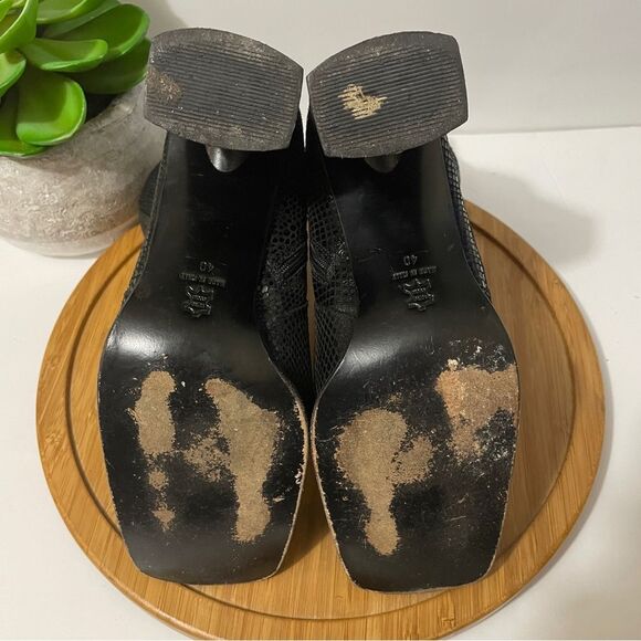 Andrew Stevens Leather Snakeskin Bootie Women’s 9 Square Block Heel Ankle Boot - Picture 8 of 10